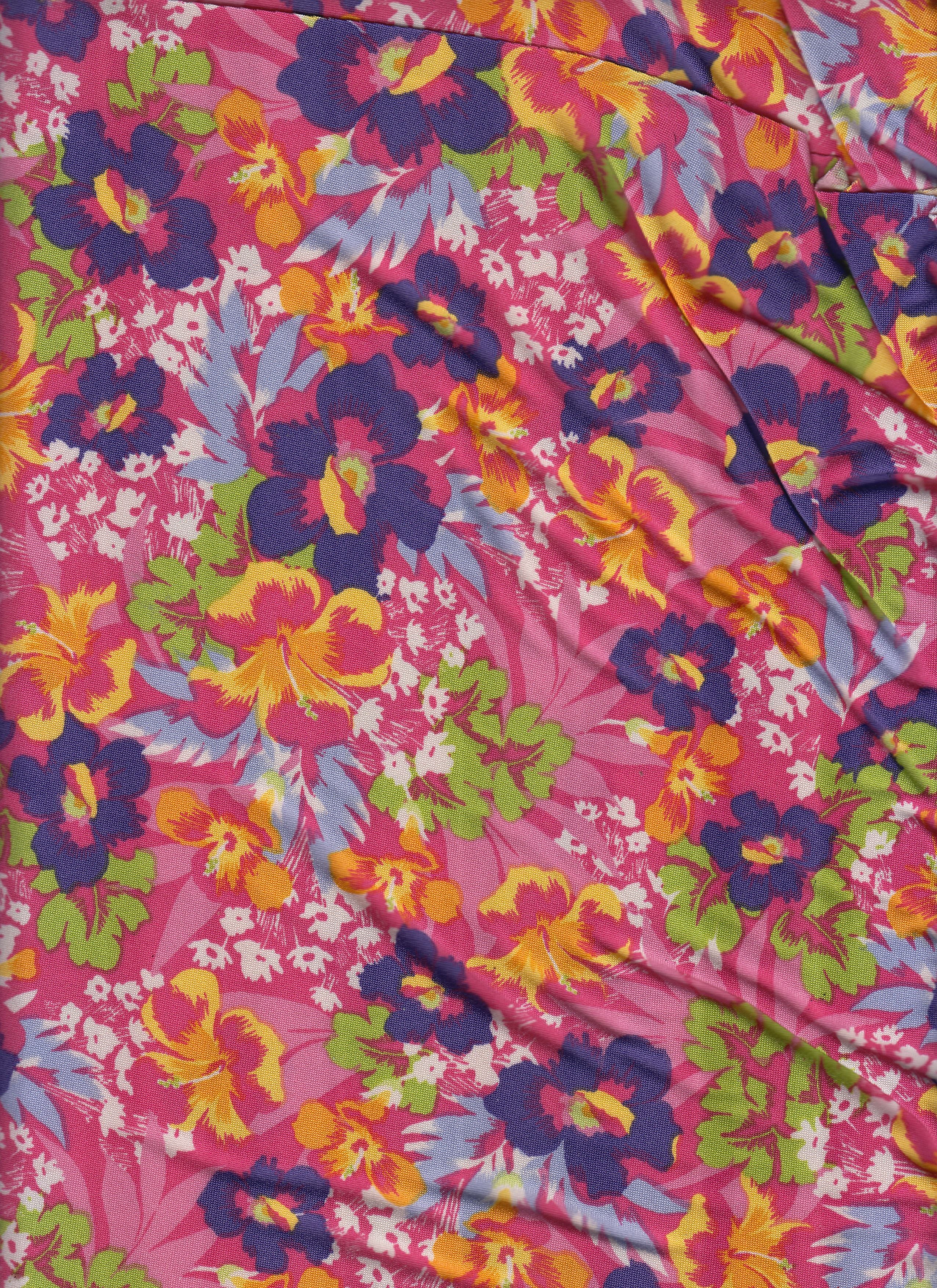 IW84028-14286 FUCHSIA/PINK#3C DITSY FLOWER DRESS DTY NON BRUSH FUCHSIA KNIT LEAF PANTS PINK POLYESTER SHIRT SKIRT SMALL SPANDEX TOP