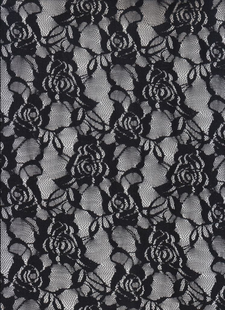 12135 BLACK#1 BLACK DRESS FLOWER KNIT LACE NYLON SKIRT SPANDEX TOP