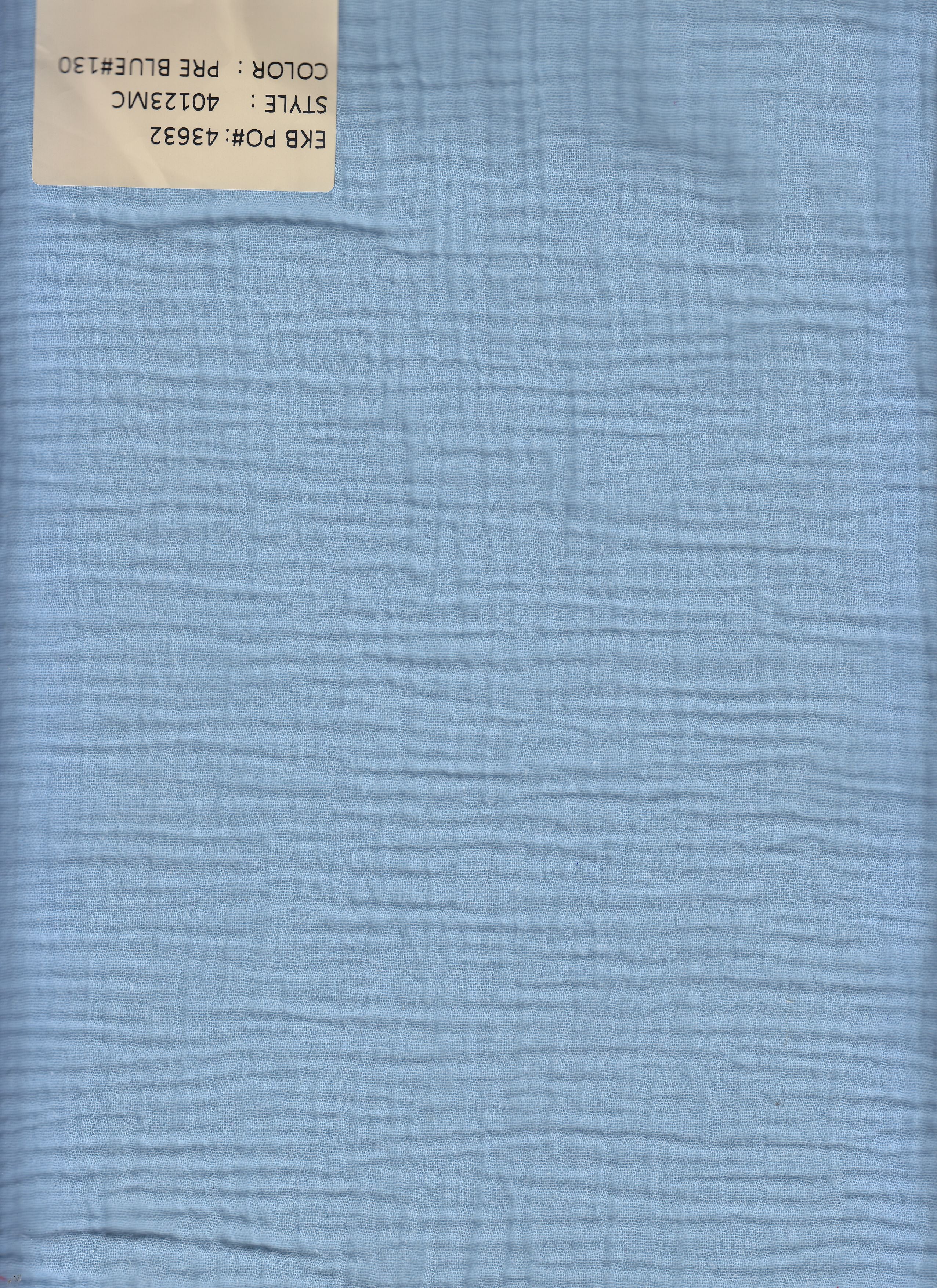 40123MC PRE BLUE#130 BLUE BOTTOM CARDEGAN COTTON DOUBLE GAUZE DRESS PANTS SHIRT SKIRT SOLID TOP WOVEN