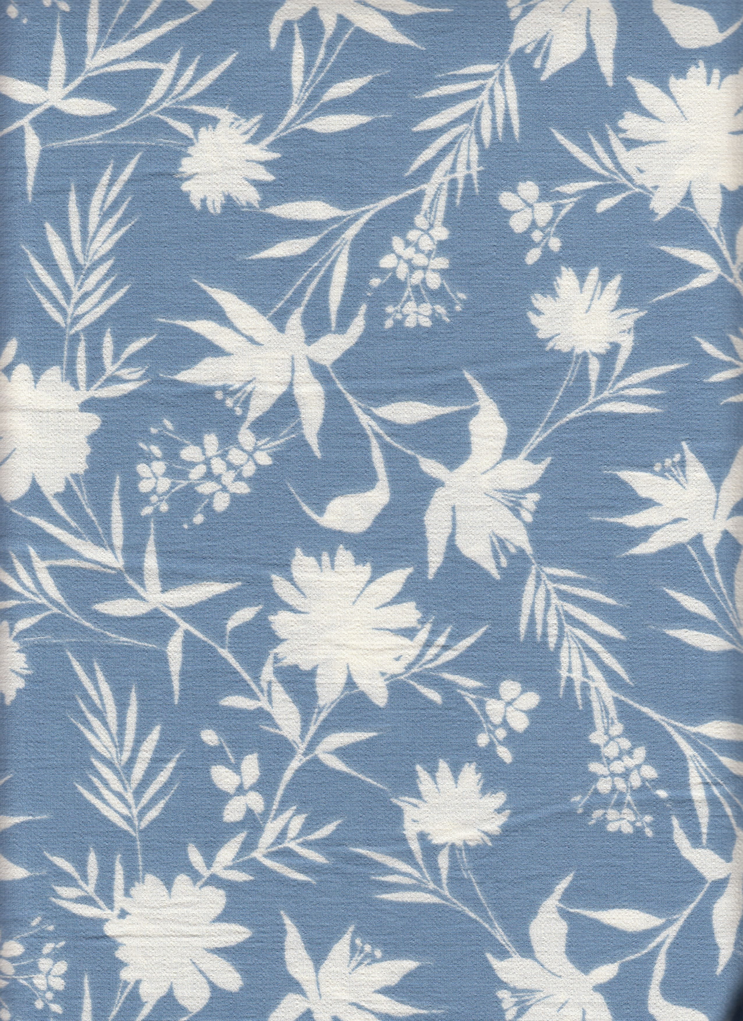 IW60006-14585 BLUE/IVORY#5E BLUE BOTTOM CARDEGAN DRESS FLOWER IVORY LEAF MARBLE PRINTED NYLON PANTS RAYON SHIRT SHORT SKIRT TOP WOVEN