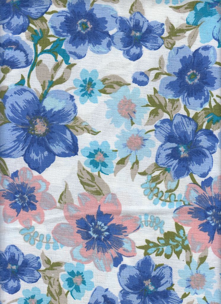 BLUE#11L BIG FLOWER BLUE BOTTOM CEY LINEN DRESS IVORY LEAF LOOK PRINT PANTS POLYESTER SHIRT SKIRT TOP WOVEN