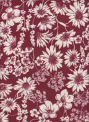 IW30412-14840 WINE/IVORY#10 BOTTOM DITSY FLOWER DRESS KNIT LEAF PANTS POLYESTER SKIRT SMALL SPANDEX TECHNO CREPE TOP