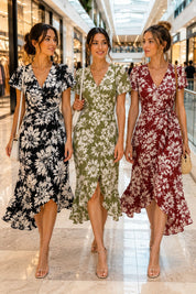 IW30412-14840 OLIVE/IVORY#9 BOTTOM DITSY FLOWER DRESS IVORY KNIT LEAF OLIVE PANTS POLYESTER SKIRT SMALL SPANDEX TECHNO CREPE TOP