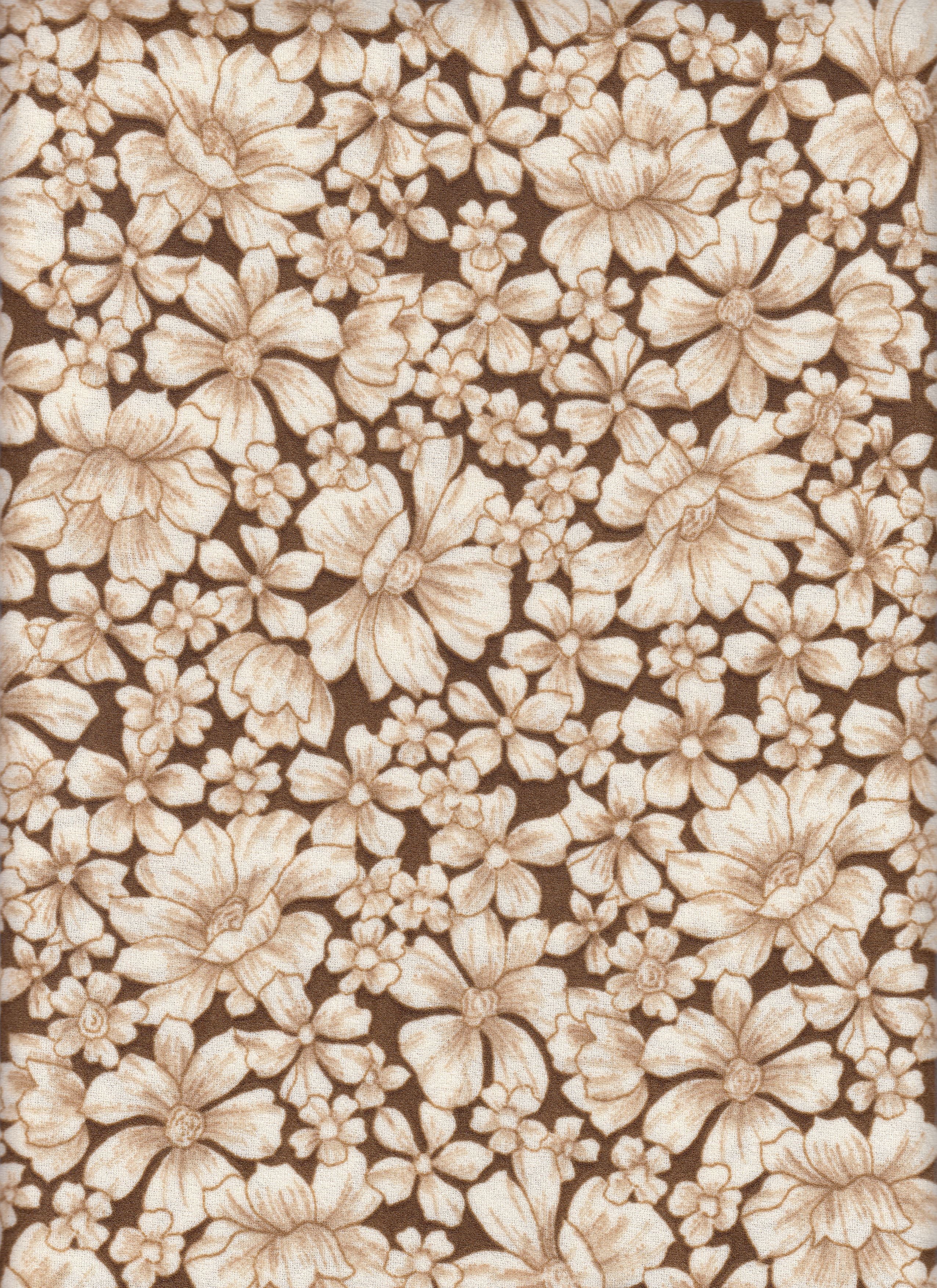 IW30412-14843 BROWN/IVORY#13 BOTTOM DITSY FLOWER DRESS KNIT LEAF PANTS POLYESTER SKIRT SMALL SPANDEX TECHNO CREPE TOP