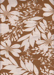 IW88804-14842 CARAMEL/IVORY#17 BIG FLOWER LEAF BOTTOM DRESS DTY BRUSH KNIT LEGGINGS LOUNGEWEAR NEW PAJAMAS PANTS POLYESTER SHORT SKIRT SPANDEX TOP
