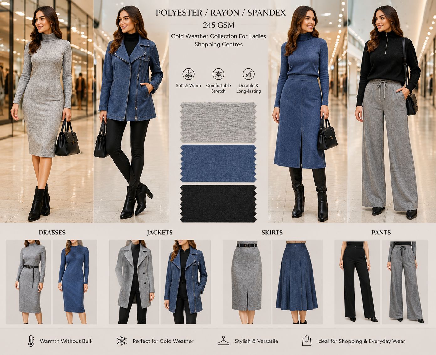 16167 2TONE H/GREY#5 BOTTOM CARDEGAN DRESS FUTUER SANDWASH JACKET JOGGING SUITS KNIT LEGGINGS PANTS POLYESTER RAYON SHORT SKIRT SOLID SPANDEX SWEATSHIRT