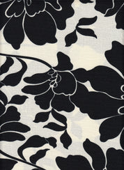 IW79015-14853 IVORY/BLACK#14 BOTTOM CEY LINEN DRESS LOOK PRINT PANTS POLYESTER SHIRT SKIRT TOP WOVEN