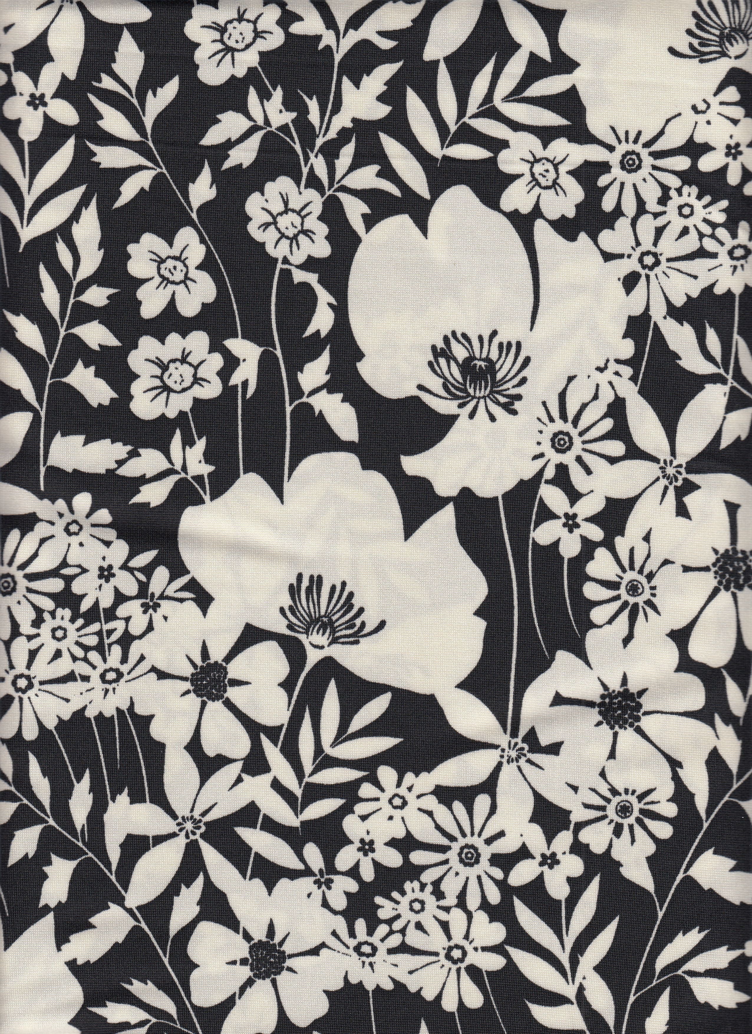 IW84028-14702 BLACK/CREAM#1A DRESS DTY NON BRUSH FLOWER KNIT LEAF PANTS POLYESTER SHIRT SKIRT SMALL SPANDEX TOP