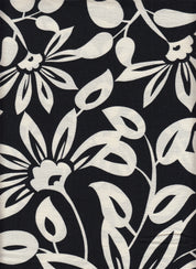 IW60006-14562 BLACK/CREAM#1 BIG FLOWER LEAF BOTTOM CARDEGAN DRESS MARBLE PRINTED NYLON PANTS RAYON SHIRT SHORT SKIRT TOP WOVEN