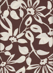 IW60006-14562 BROWN/CREAM#6A BIG FLOWER LEAF BOTTOM CARDEGAN DRESS MARBLE PRINTED NYLON PANTS RAYON SHIRT SHORT SKIRT TOP WOVEN