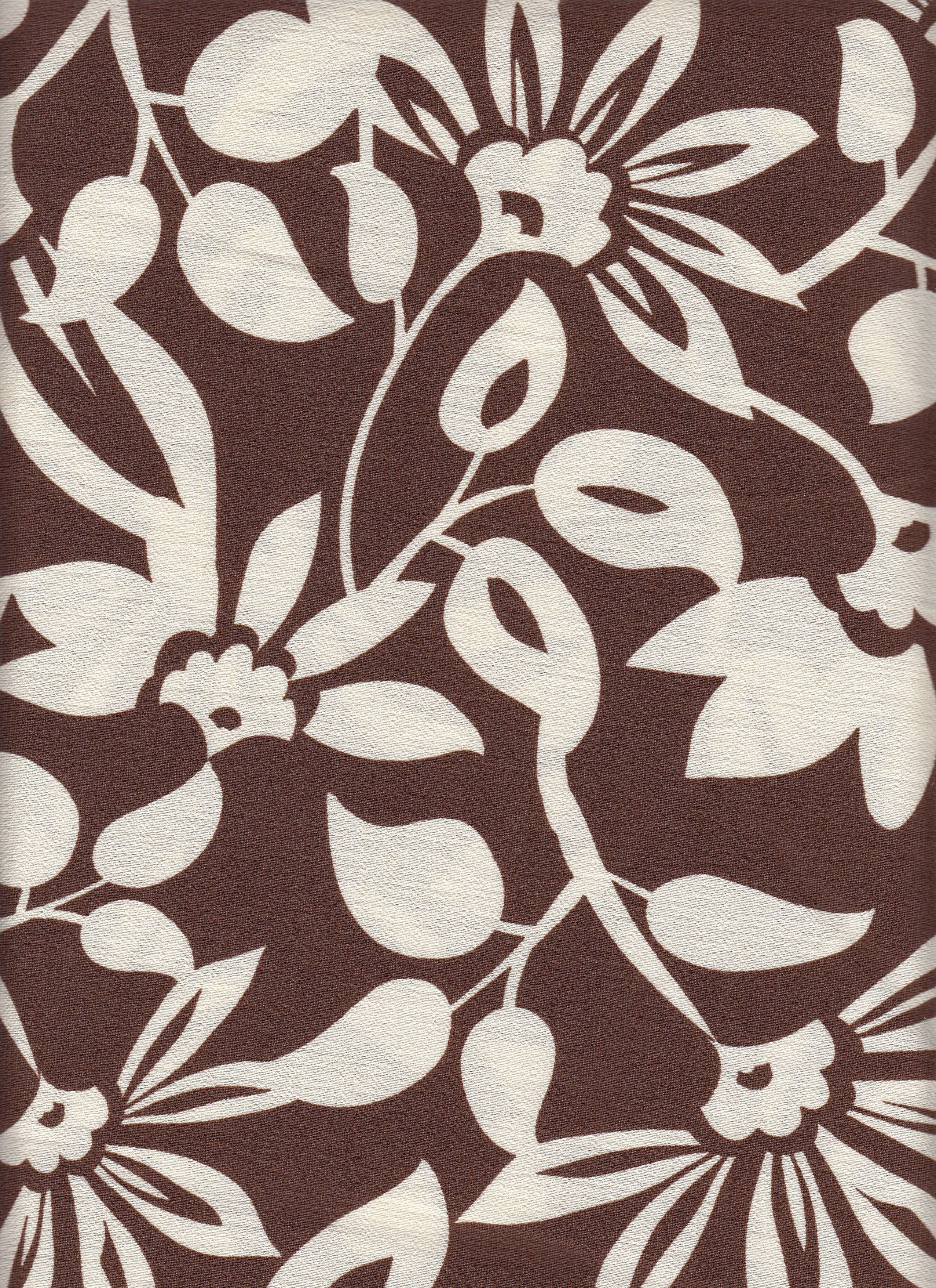 IW60006-14562 BROWN/CREAM#6A BIG FLOWER LEAF BOTTOM CARDEGAN DRESS MARBLE PRINTED NYLON PANTS RAYON SHIRT SHORT SKIRT TOP WOVEN