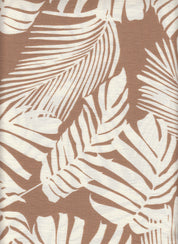 IW60006-14584 CAFE/IVORY#2 BIG LEAF BOTTOM CARDEGAN DRESS MARBLE PRINTED NYLON PANTS RAYON SHIRT SHORT SKIRT TOP TROPICAL WOVEN