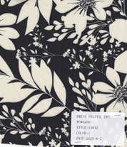 IW60006-14842 BLACK/CREAM#1 BIG LEAF BOTTOM CARDEGAN DRESS MARBLE PRINTED NYLON PANTS RAYON SHIRT SHORT SKIRT TOP TROPICAL WOVEN