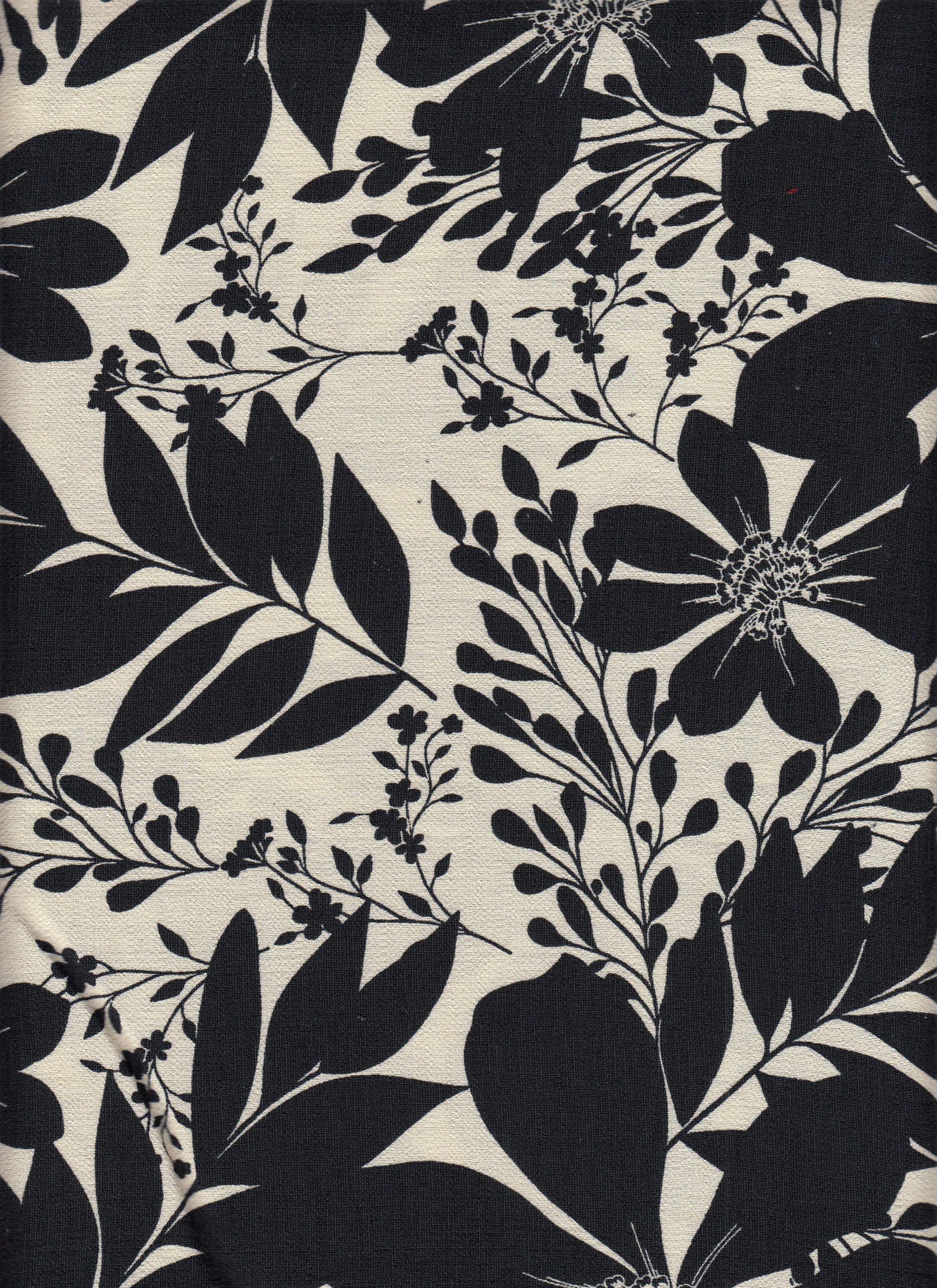 IW60006-14842 CREAM/BLACK#14 BIG LEAF BOTTOM CARDEGAN DRESS MARBLE PRINTED NYLON PANTS RAYON SHIRT SHORT SKIRT TOP TROPICAL WOVEN