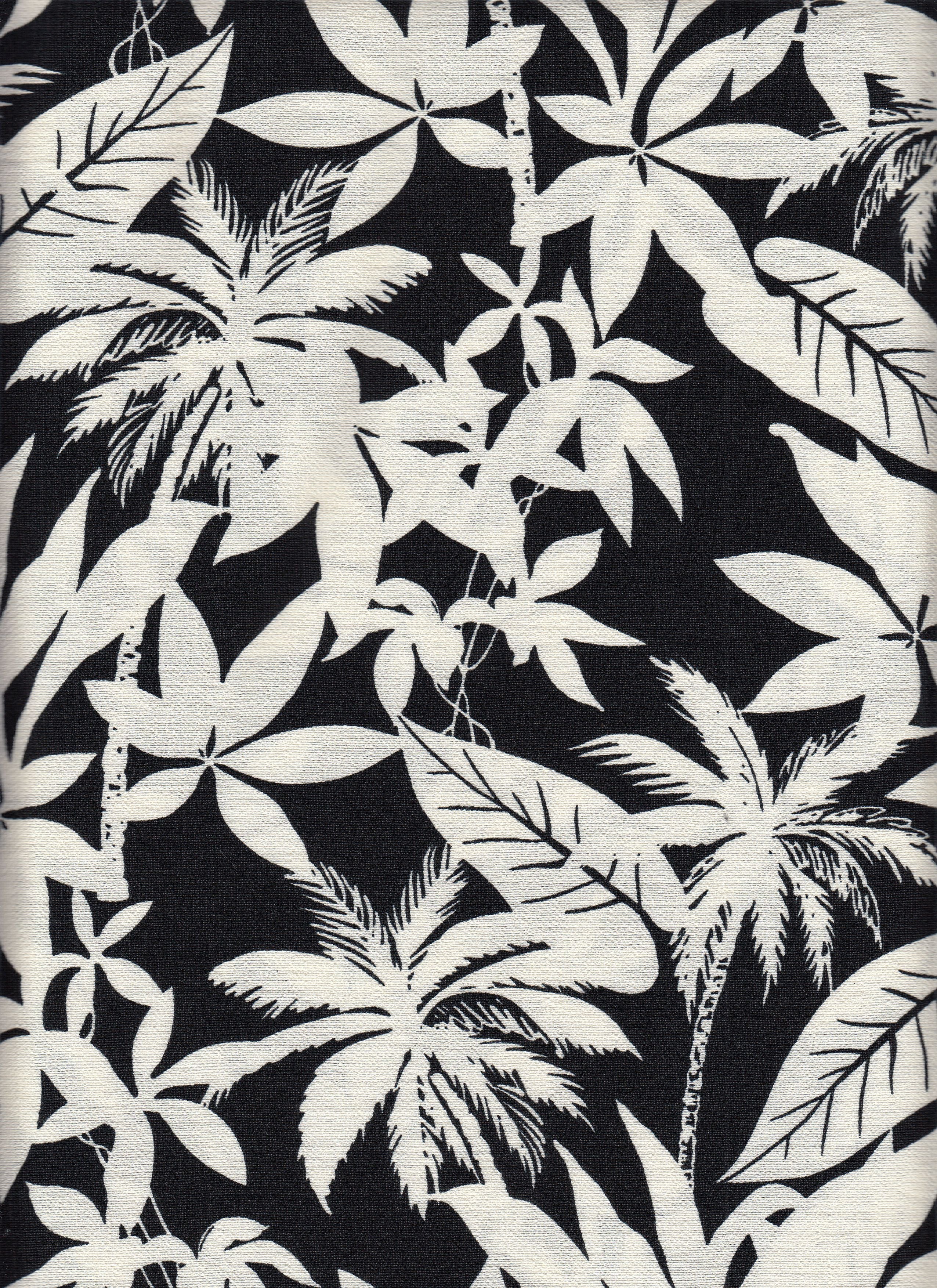 IW60006-14502 BLACK/CREAM#1 BIG LEAF BOTTOM CARDEGAN DRESS MARBLE PRINTED NYLON PANTS RAYON SHIRT SHORT SKIRT TOP TROPICAL WOVEN