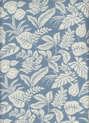 IW60006-14591 BLUE/CREAM#8 BIG LEAF BOTTOM CARDEGAN DRESS MARBLE PRINTED NYLON PANTS RAYON SHIRT SHORT SKIRT TOP TROPICAL WOVEN