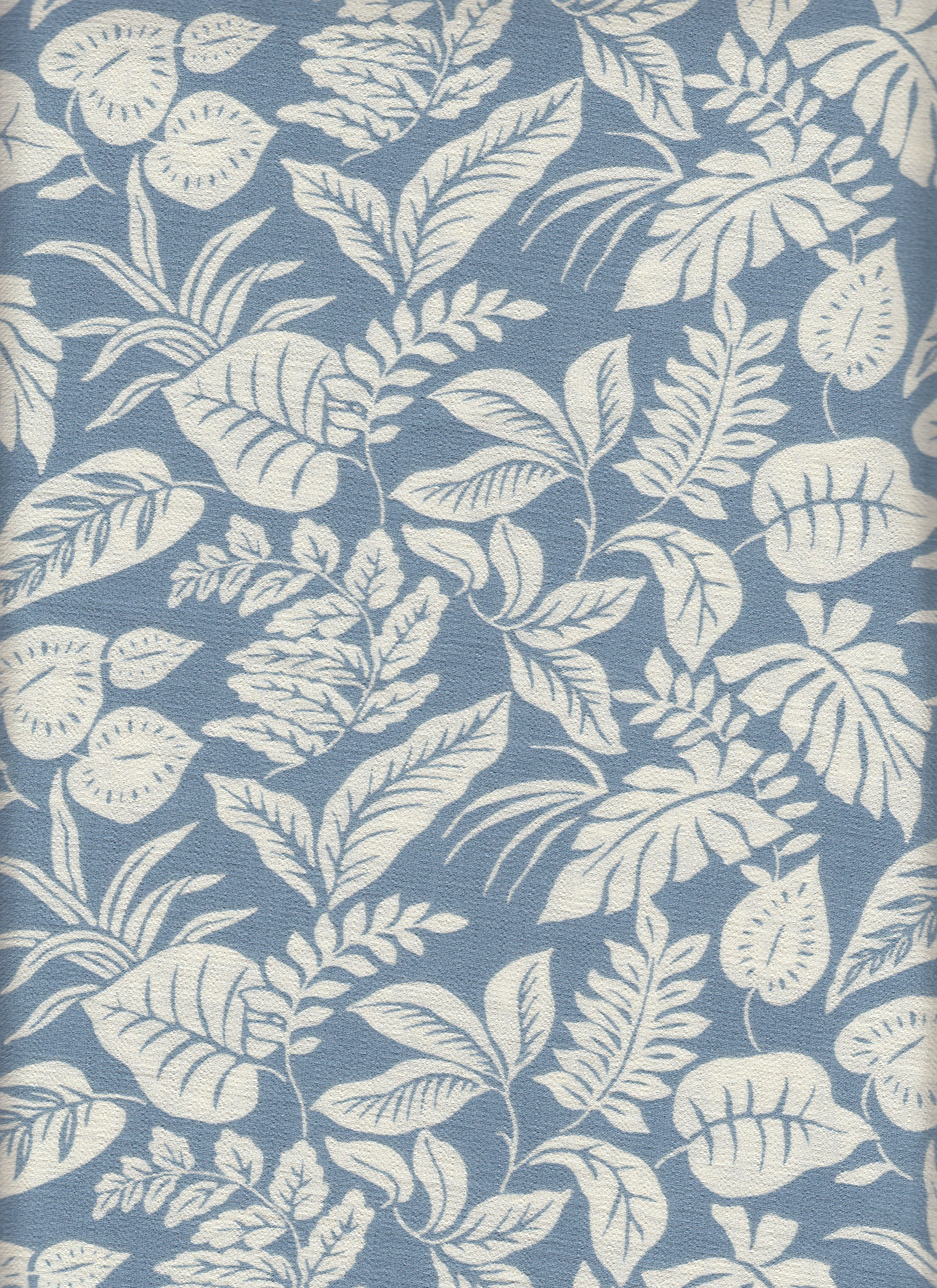 IW60006-14591 BLUE/CREAM#8 BIG LEAF BOTTOM CARDEGAN DRESS MARBLE PRINTED NYLON PANTS RAYON SHIRT SHORT SKIRT TOP TROPICAL WOVEN