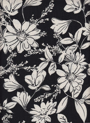 IW60006-13671 BLACK/CREAM#1 BIG FLOWER BOTTOM CARDEGAN DRESS LEAF MARBLE PRINTED NYLON PANTS RAYON SHIRT SHORT SKIRT TOP WOVEN