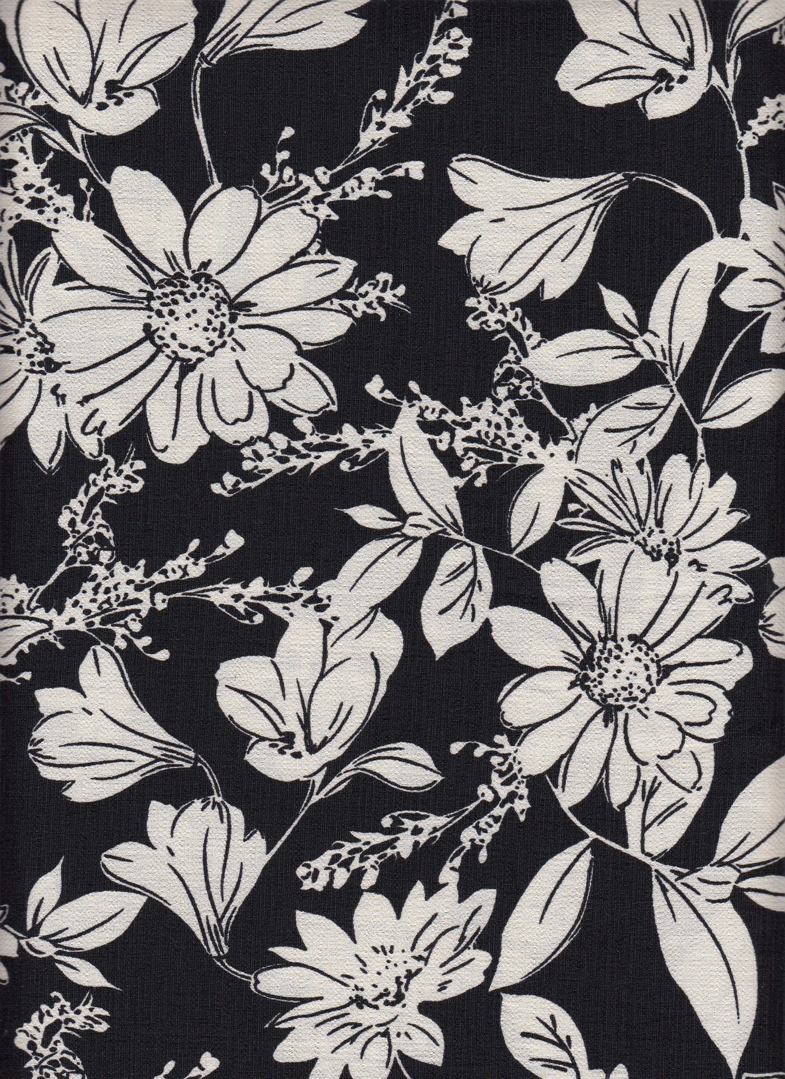 IW60006-13671 BLACK/CREAM#1 BIG FLOWER BOTTOM CARDEGAN DRESS LEAF MARBLE PRINTED NYLON PANTS RAYON SHIRT SHORT SKIRT TOP WOVEN