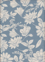 IW60006-13671 BLUE/CREAM#8 BIG FLOWER BOTTOM CARDEGAN DRESS LEAF MARBLE PRINTED NYLON PANTS RAYON SHIRT SHORT SKIRT TOP WOVEN