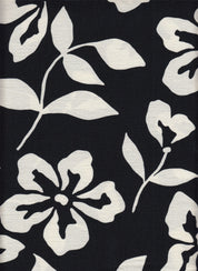 IW60006-14483 BLACK/CREAM#1 BIG FLOWER BOTTOM CARDEGAN DRESS LEAF MARBLE PRINTED NYLON PANTS RAYON SHIRT SHORT SKIRT TOP WOVEN