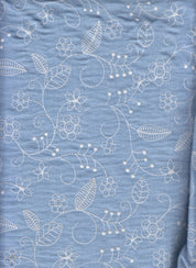 30537 SKY/WHITE#2 BLUE BOTTOM CARDEGAN DRESS EMB FLOWER JACKET LEAF LUXOR PANTS POLYESTER SHORT SKIRT TOP VEST WHITE WOVEN