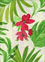CEY Linen Tropical Print Fabric by the Yard - Big Leaf & Floral Design, 100% Polyester, Lightweight 