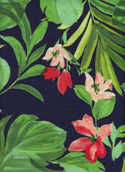 CEY Linen Tropical Print Fabric by the Yard - Big Leaf & Floral Design, 100% Polyester, Lightweight 