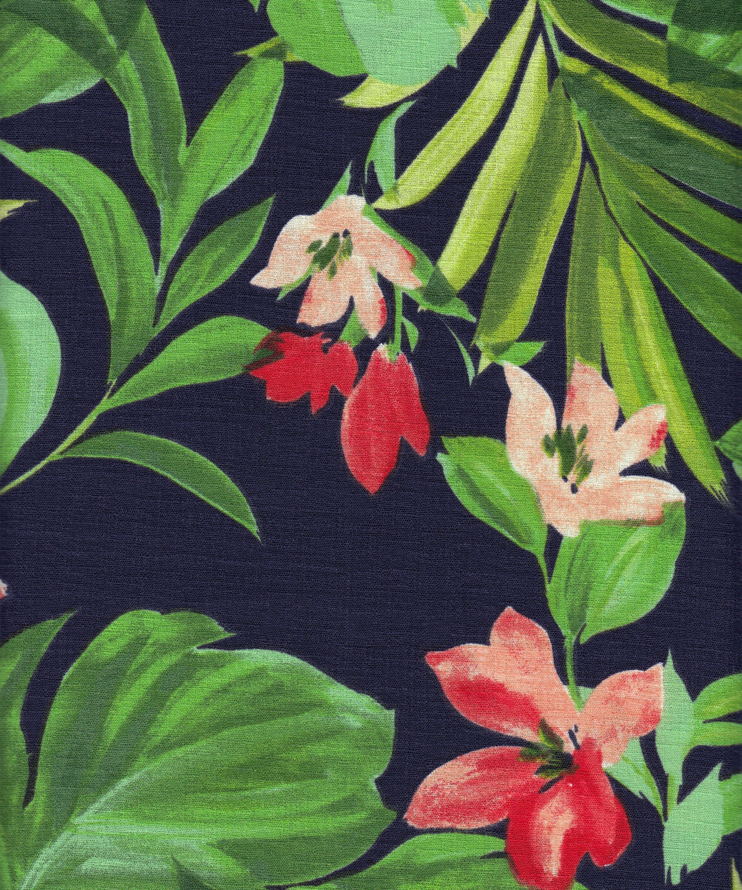 CEY Linen Tropical Print Fabric by the Yard - Big Leaf & Floral Design, 100% Polyester, Lightweight 
