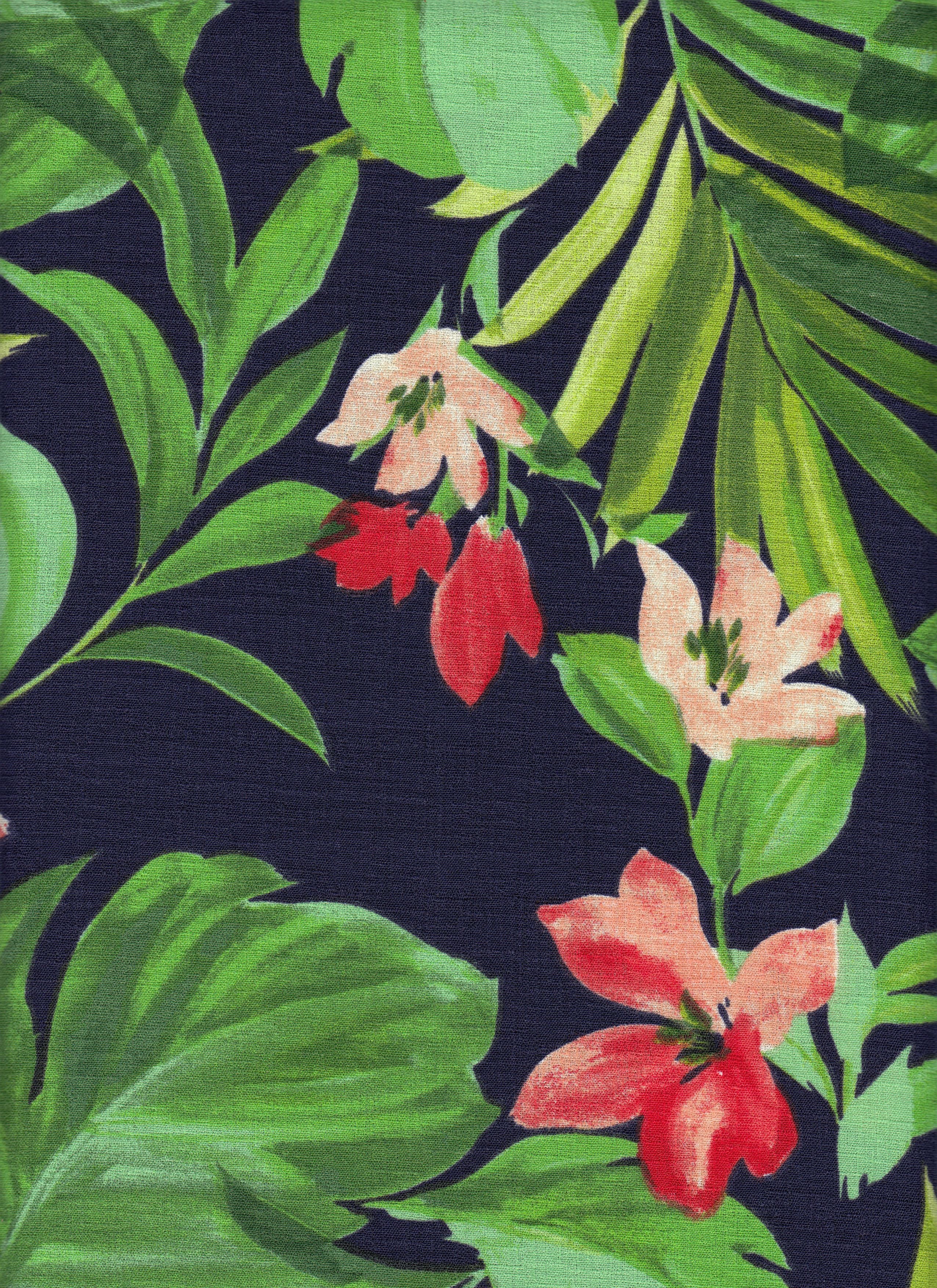 CEY Linen Tropical Print Fabric by the Yard - Big Leaf & Floral Design, 100% Polyester, Lightweight 