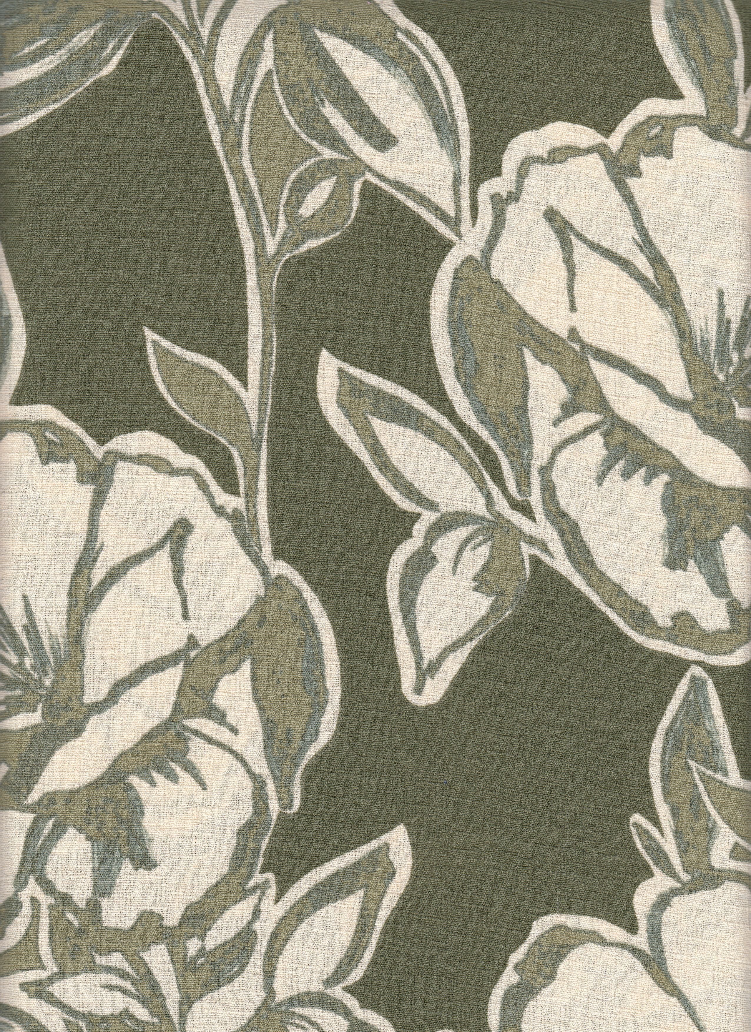 Cey Linen Fabric - 100% Polyester - Big Flower Print Linen Look Lightweight Woven Fabric 