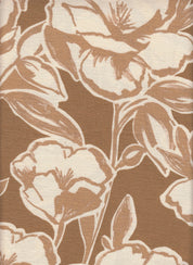 Cey Linen Fabric - 100% Polyester - Big Flower Print Linen Look Lightweight Woven Fabric 