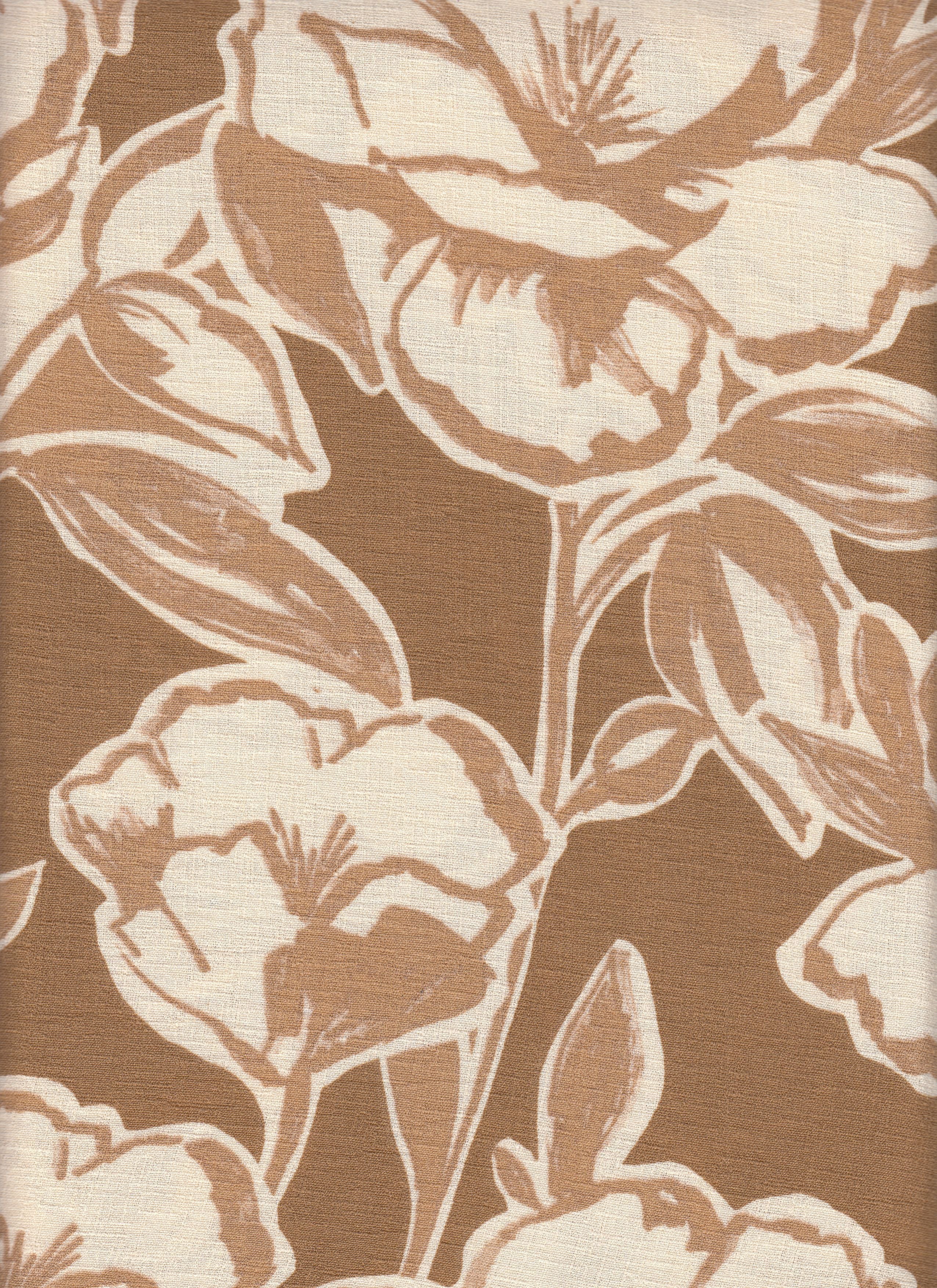 Cey Linen Fabric - 100% Polyester - Big Flower Print Linen Look Lightweight Woven Fabric 