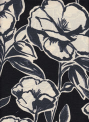 Cey Linen Fabric - 100% Polyester - Big Flower Print Linen Look Lightweight Woven Fabric 