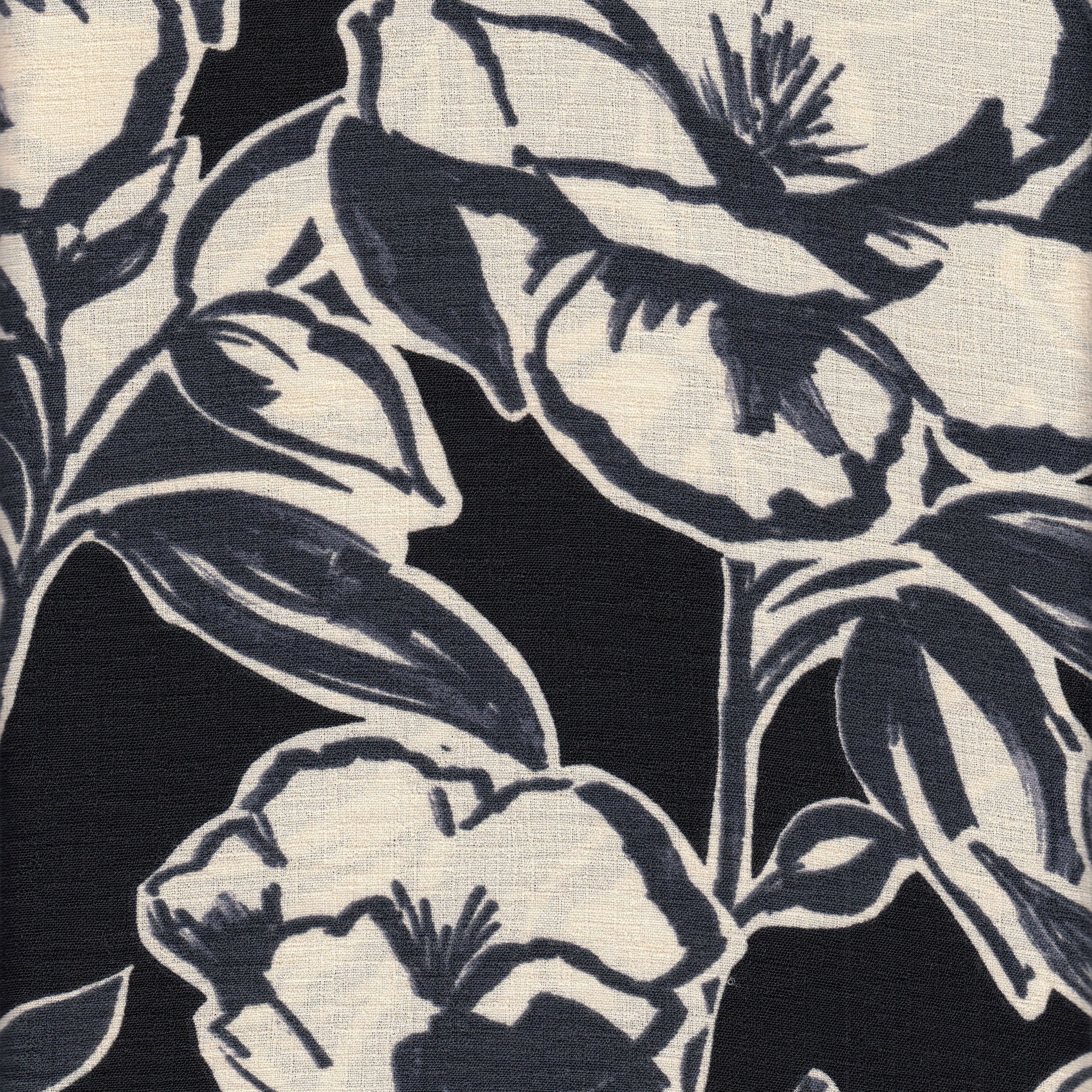 Cey Linen Fabric - 100% Polyester - Big Flower Print Linen Look Lightweight Woven Fabric