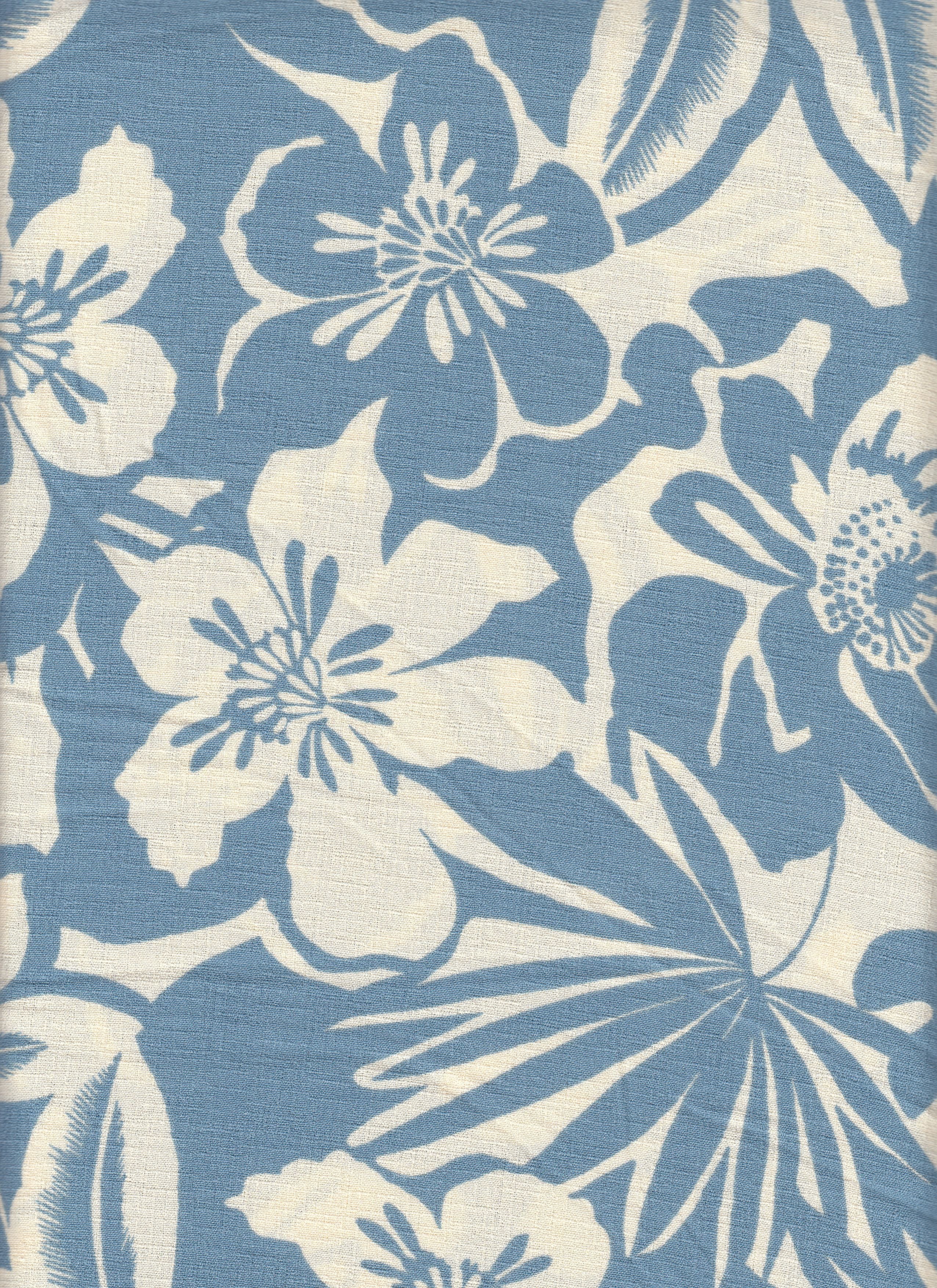 Cey Linen Fabric - 100% Polyester - Big Flower Print Linen Look Woven Fabric 