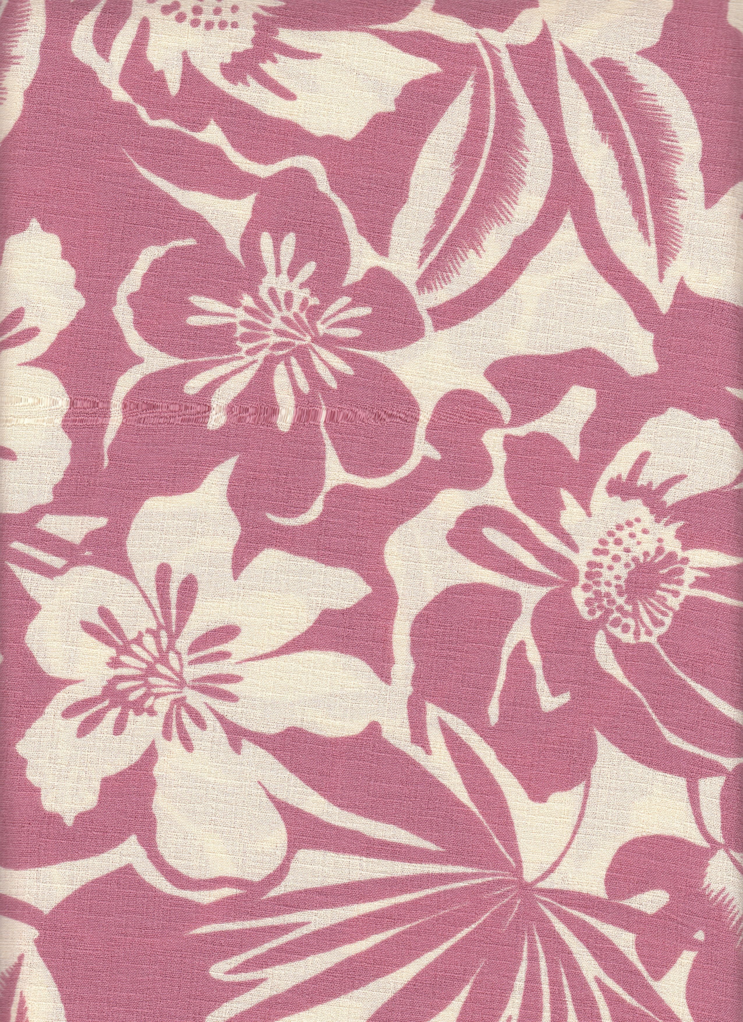 Cey Linen Fabric - 100% Polyester - Big Flower Print Linen Look Woven Fabric 