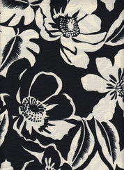 Cey Linen Fabric - 100% Polyester - Big Flower Print Linen Look Woven Fabric 
