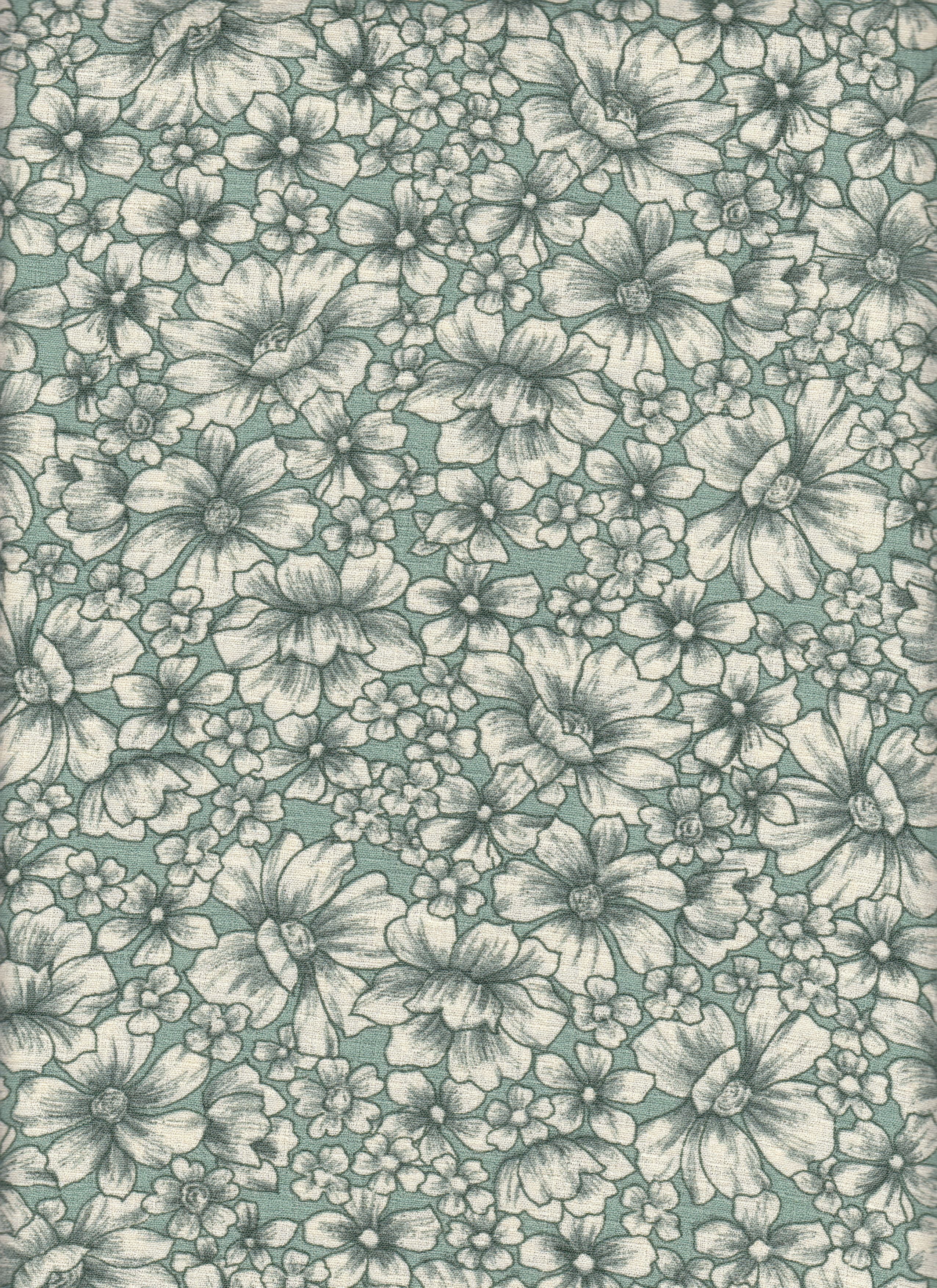 Cey Linen Fabric - 100% Polyester - Ditsy Floral Print Linen Look Woven Fabric 