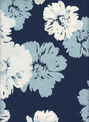 Cey Linen Printed Fabric - 100% Polyester - Big Flower Linen Look Woven for Dresses 