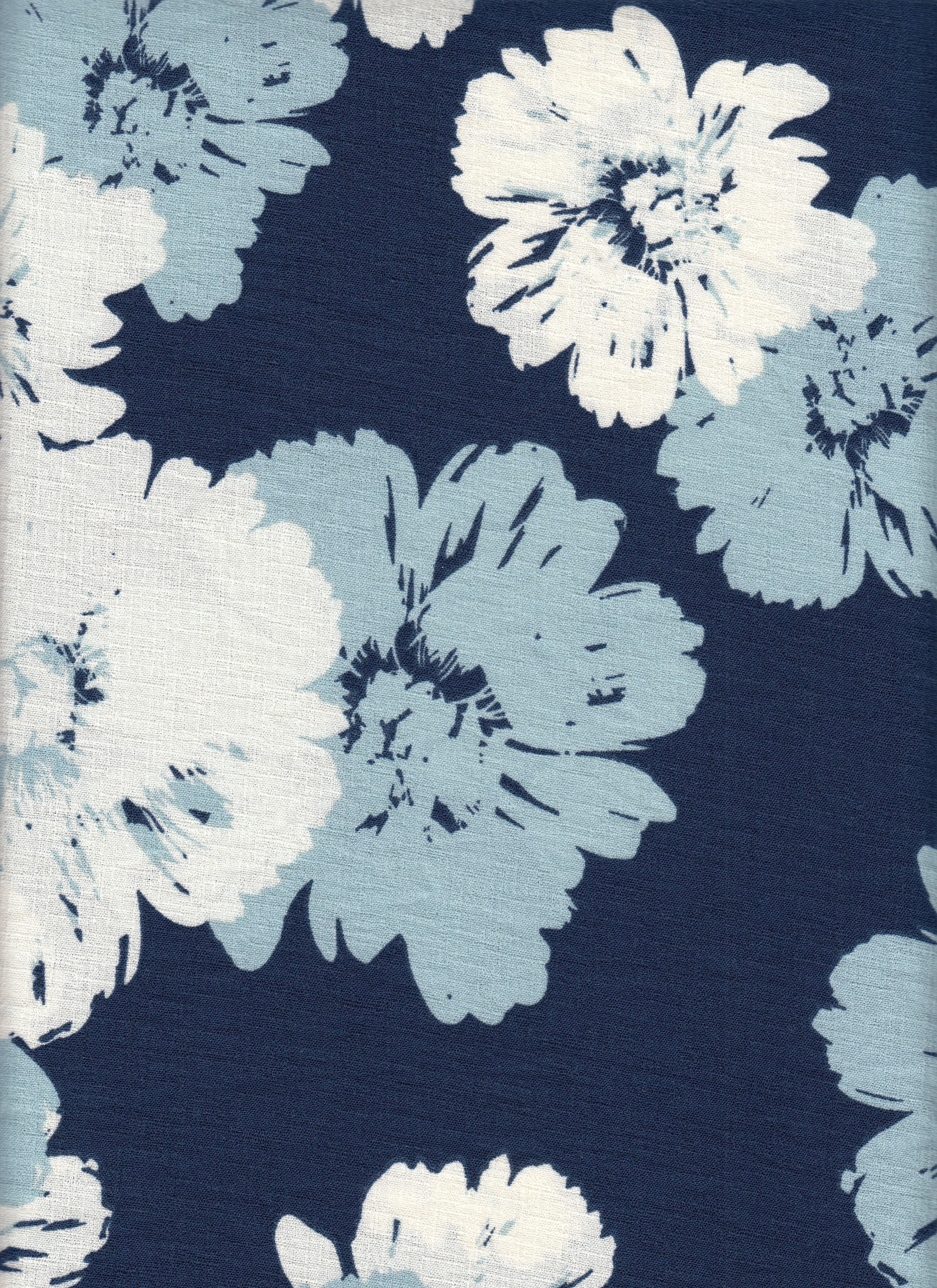 Cey Linen Printed Fabric - 100% Polyester - Big Flower Linen Look Woven for Dresses 