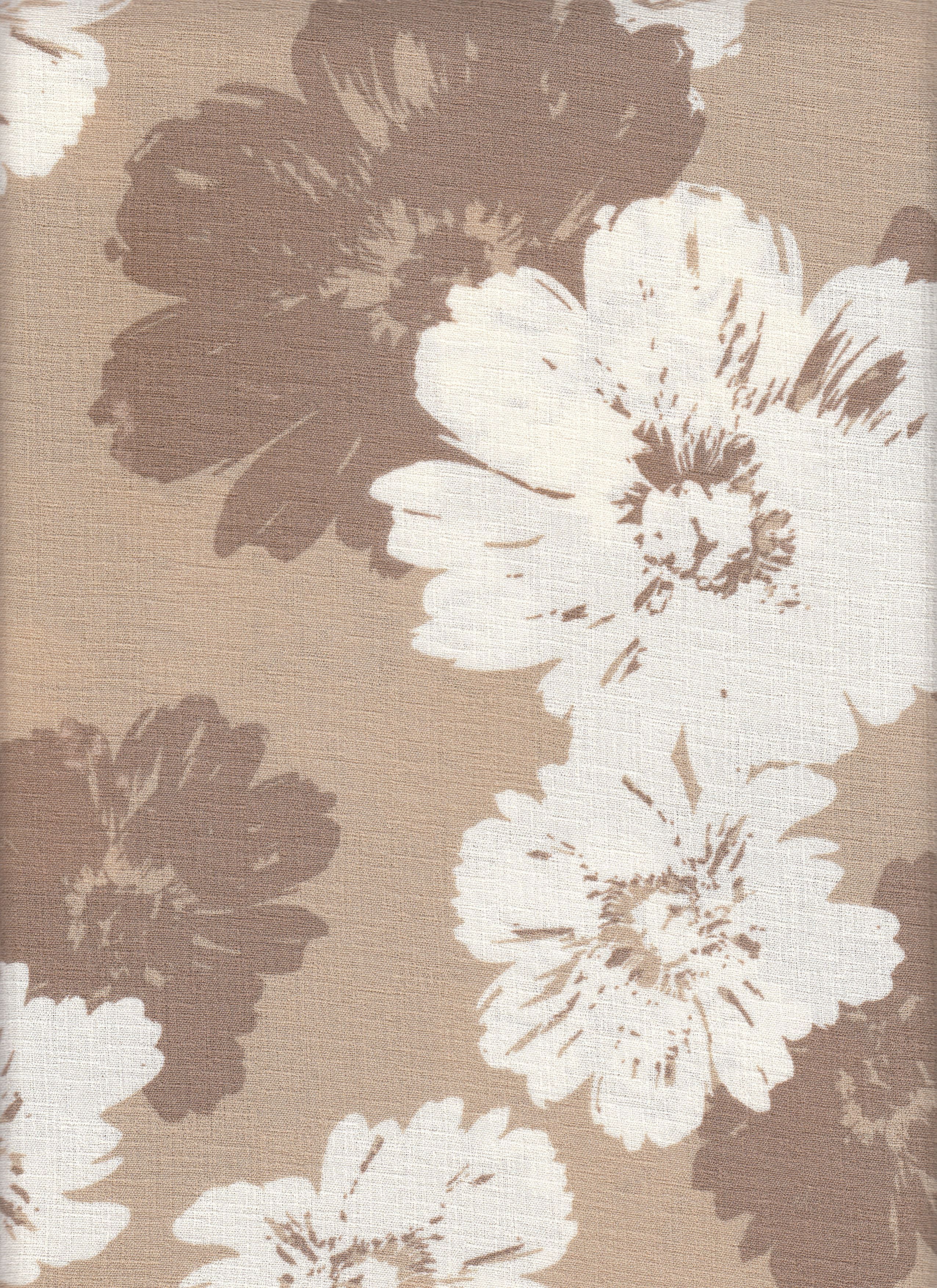 Cey Linen Printed Fabric - 100% Polyester - Big Flower Linen Look Woven for Dresses 