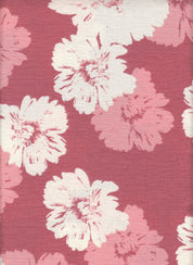 Cey Linen Printed Fabric - 100% Polyester - Big Flower Linen Look Woven for Dresses 