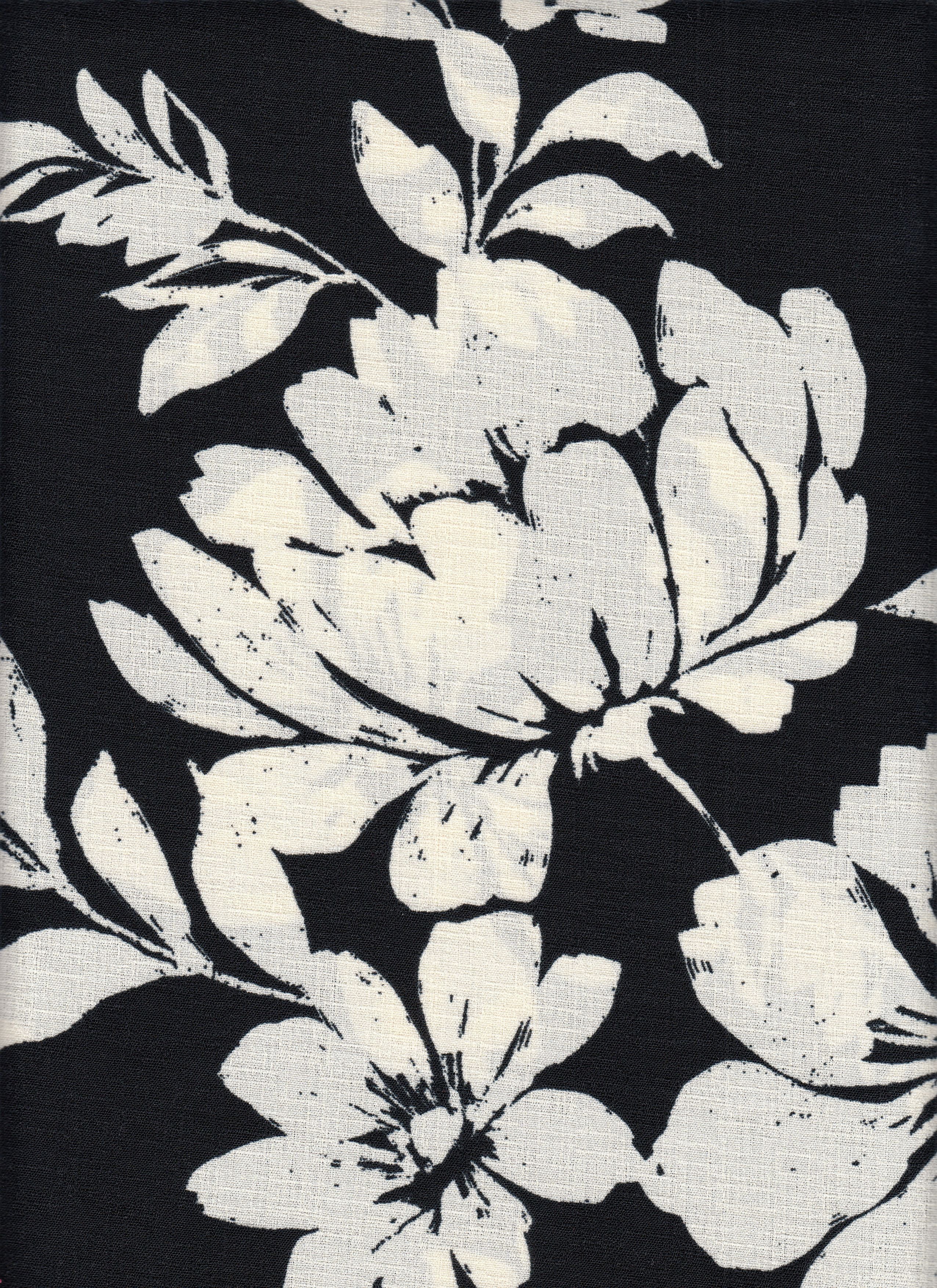 Cey Linen Printed Fabric - 100% Polyester - Big Flower Linen Look Woven for Dresses 
