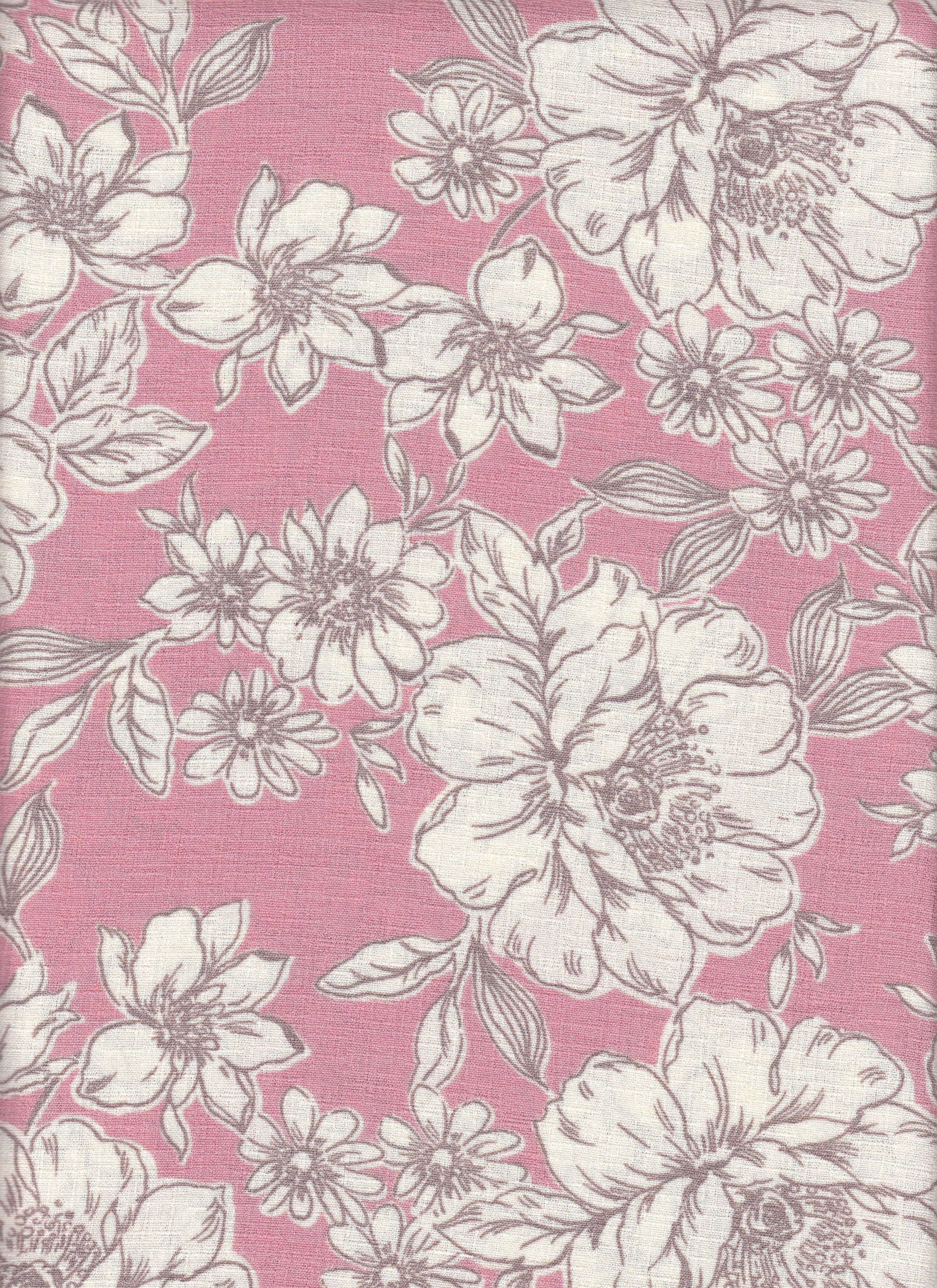 Cey Linen Printed Fabric - 100% Polyester - Floral Print Linen Look Woven Fabric 
