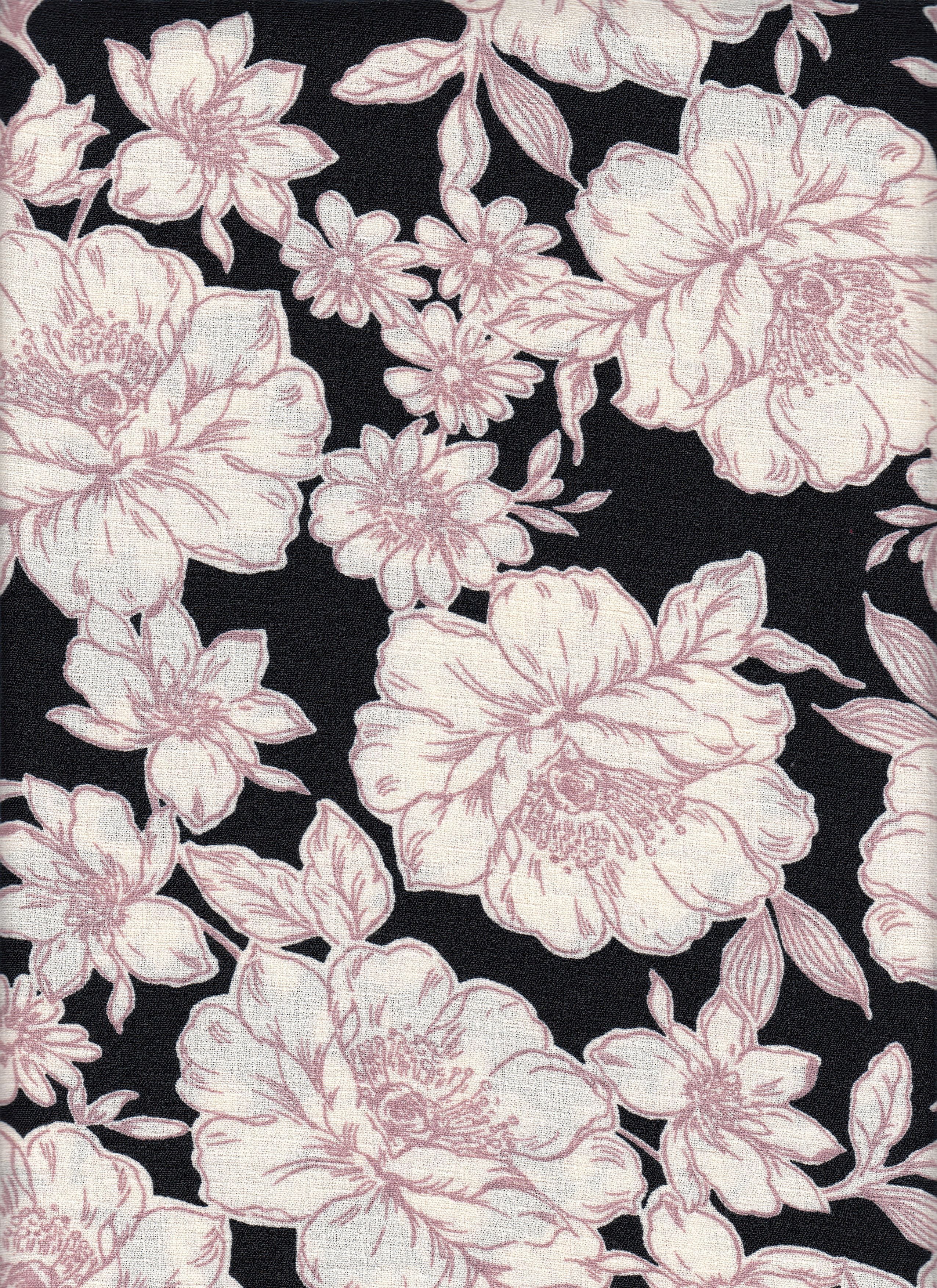 Cey Linen Printed Fabric - 100% Polyester - Floral Print Linen Look Woven Fabric 
