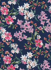 Cey Linen Printed Fabric - 100% Polyester - Small Flower Linen Look Woven for Dresses