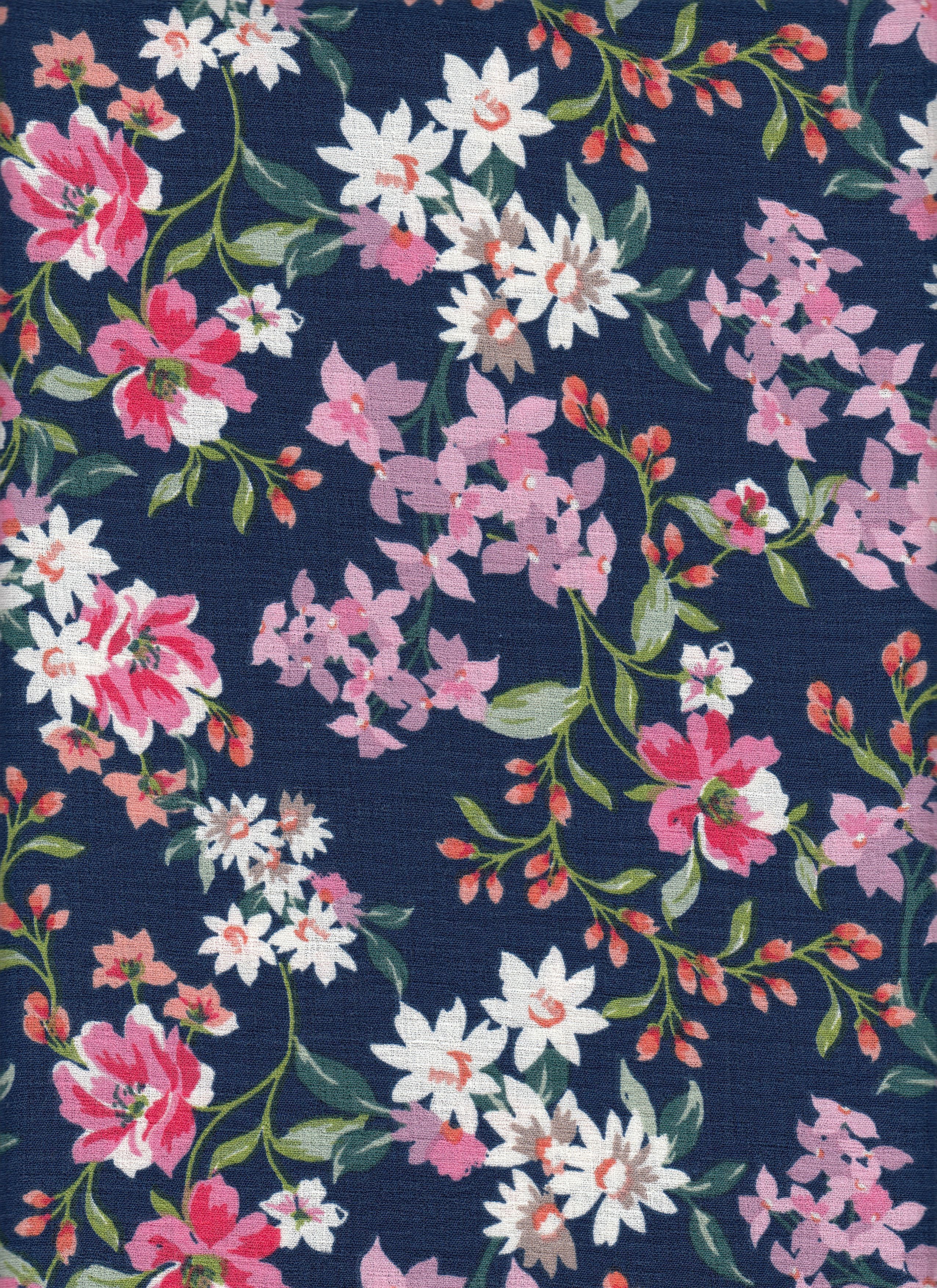 Cey Linen Printed Fabric - 100% Polyester - Small Flower Linen Look Woven for Dresses
