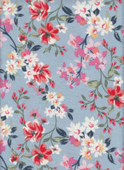 Cey Linen Printed Fabric - 100% Polyester - Small Flower Linen Look Woven for Dresses