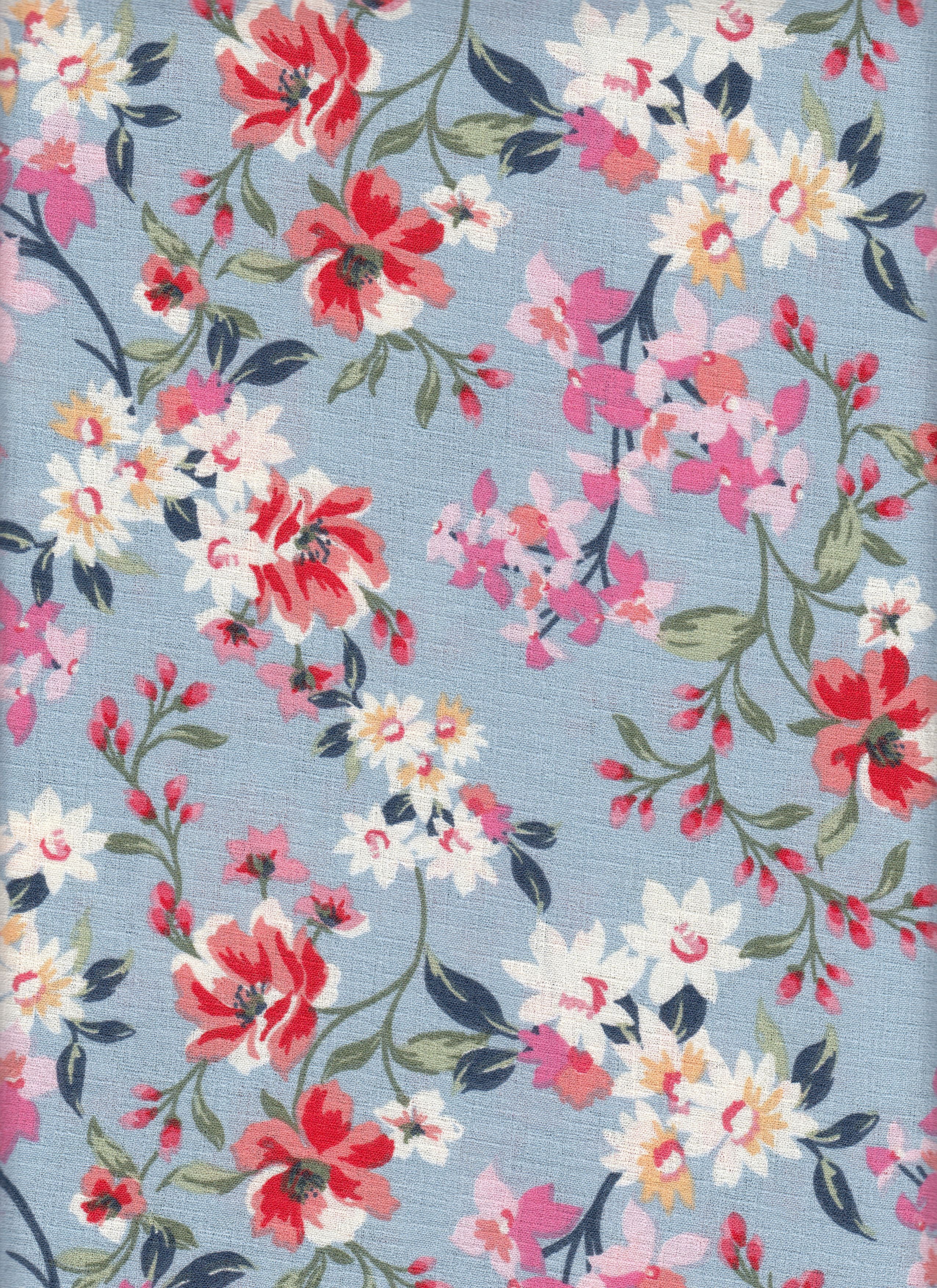 Cey Linen Printed Fabric - 100% Polyester - Small Flower Linen Look Woven for Dresses